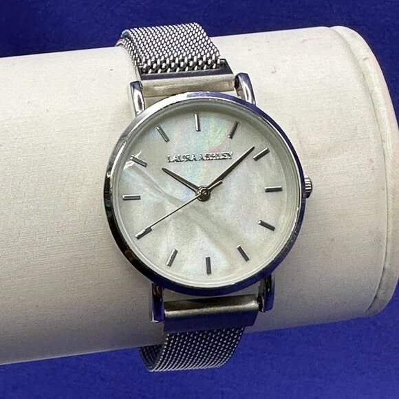 Laura Ashley Womens’ Silver-Tone Analog Watch. Mesh Band.  Fresh Battery main image 11